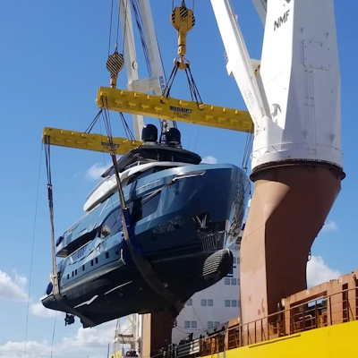 mason marine boat lifted