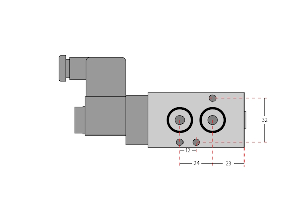 Las dimensiones y patrones de agujeros en una válvula NAMUR.