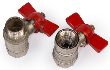 Full port (left) and reduced port (right) ball valves