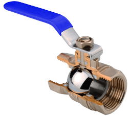 A manual ball valve sectional view showing the ball valve components