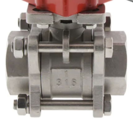 The marking indicates this is a stainless steel electric ball valve.