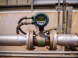 An electromagnetic flow meter operating in a power plant.