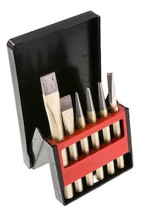 A cold chisel set applicable for metalwork and masonry.