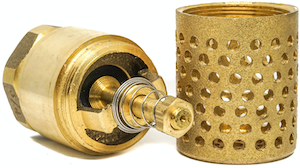 Foot valve (left) and strainer (right).