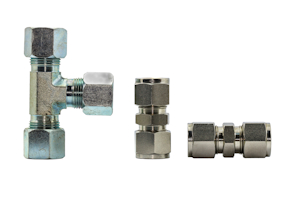 Stainless steel is a common material for compression fittings used in high-pressure applications.