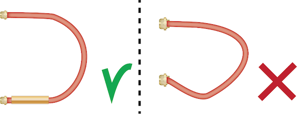 Het gebruik van een adapter of een slangbalancer kan het doorhangen van een slang voorkomen