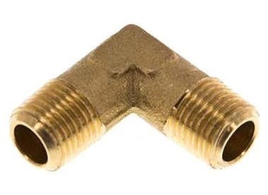 A brass irrigation elbow fitting