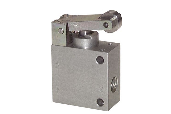 A limit switch actuated by a lever with a roller