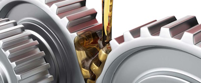 Schematic illustration of gear lubrication and cooling by means of