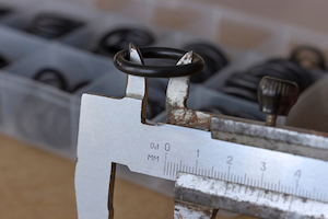 Measuring the inner diameter of an o-ring using a vernier caliper