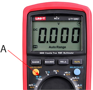 The capacitance mode (C) in a multimeter
