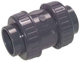 PVC check valves are typical in residential and commercial plumbing systems.