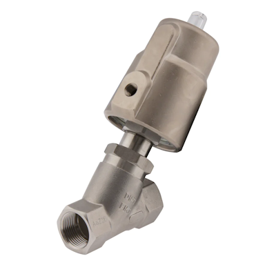 Stainless steel pneumatic angle seat valve