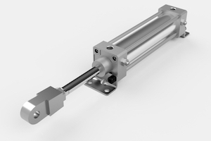 A pneumatic cylinder with foot mounting