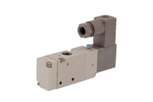 A pneumatic solenoid valve.