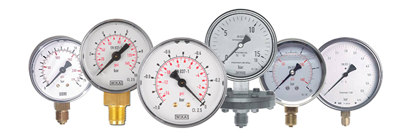 Pressure gauges come in various sizes, scales, and connection types.