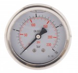 A glycerine-filled pressure gauge