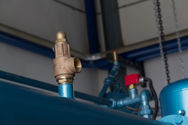 Una válvula de seguridad de presión en la descarga de un compresor de gas de alimentación