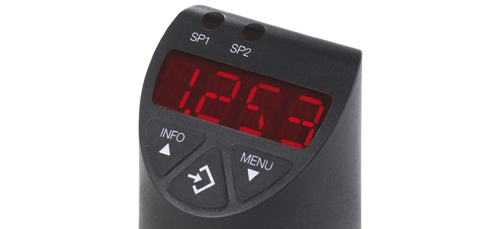 This pressure switch with display has 3 interface buttons, making navigation simple.