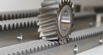 Figure 4: The rack and pinion gear mechanism. (A) The pinion, (B) The rack