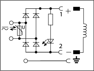 Schéma de câblage du redresseur, de la LED et du varistor