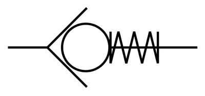 Spring check valve P&ID symbol.