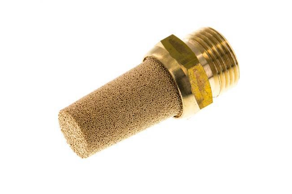 A sintered bronze pneumatic muffler design, one of many designs designated as standard.