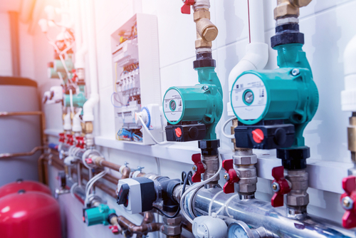 Steam valves used in a boiler room