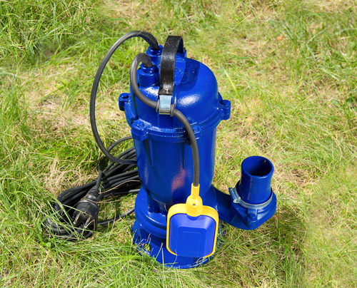 A float switch attached to a submersible drainage pump.