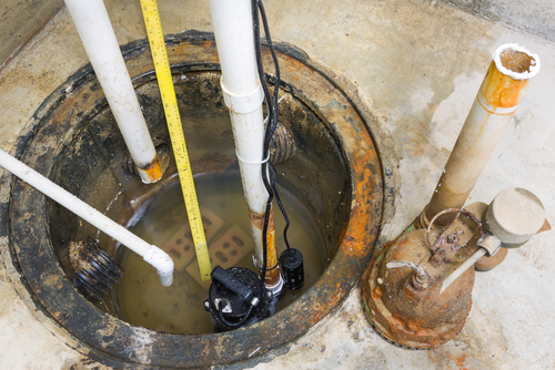 Discharge pipe connected to sump pump