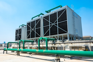 Cooling towers are common heat transfer HVAC units that use water to cool down industrial processes.