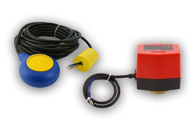 Mac3 float switch (left) and AW1-024DC electric ball valve actuator