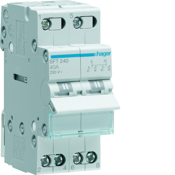 Hager 40A 2 Pole Modular Changeover Switch I-0-II ID SFT240 USA Supply